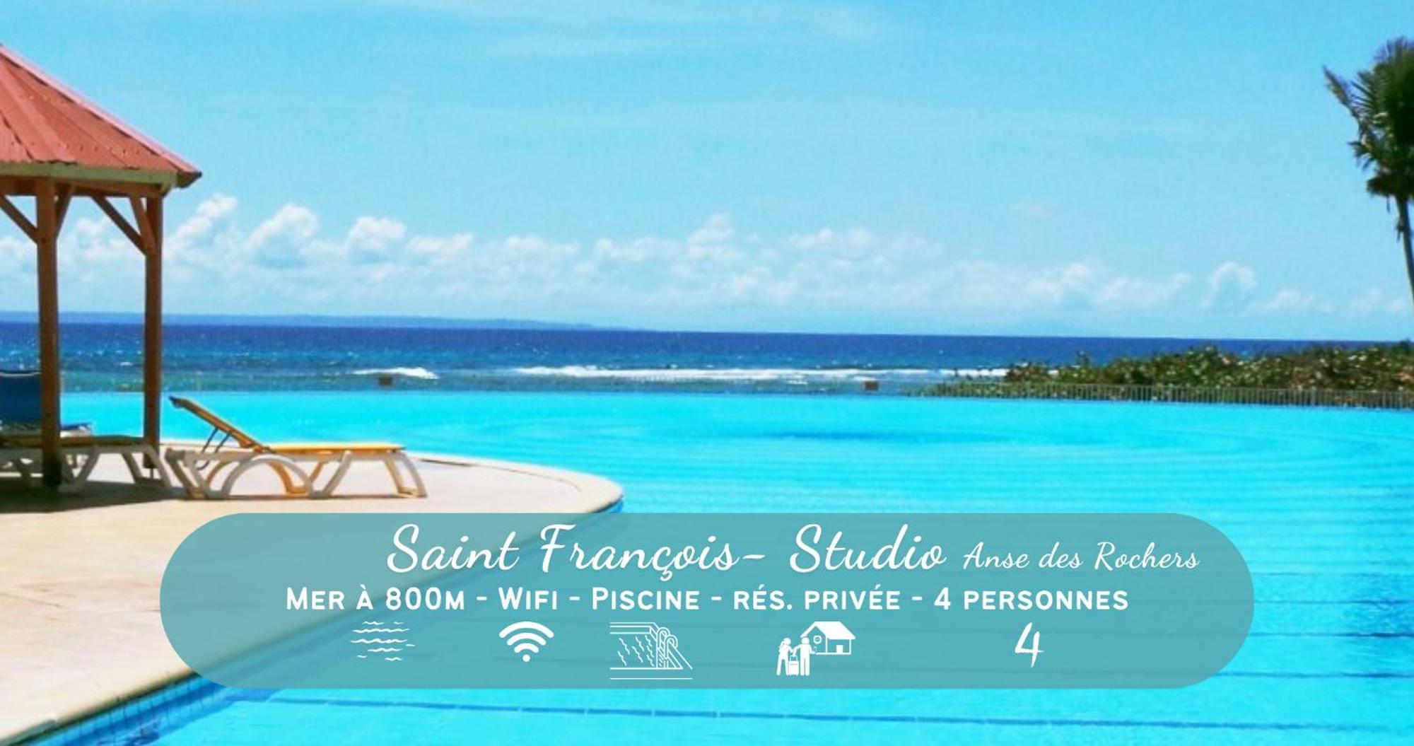 Chaleureux Studio 4 Personnes - Residence Anse Des Rochers - " Les Alizes Du Soir " Tout Equipe Et Citerne D'Eau Сен-Франсуа Экстерьер фото